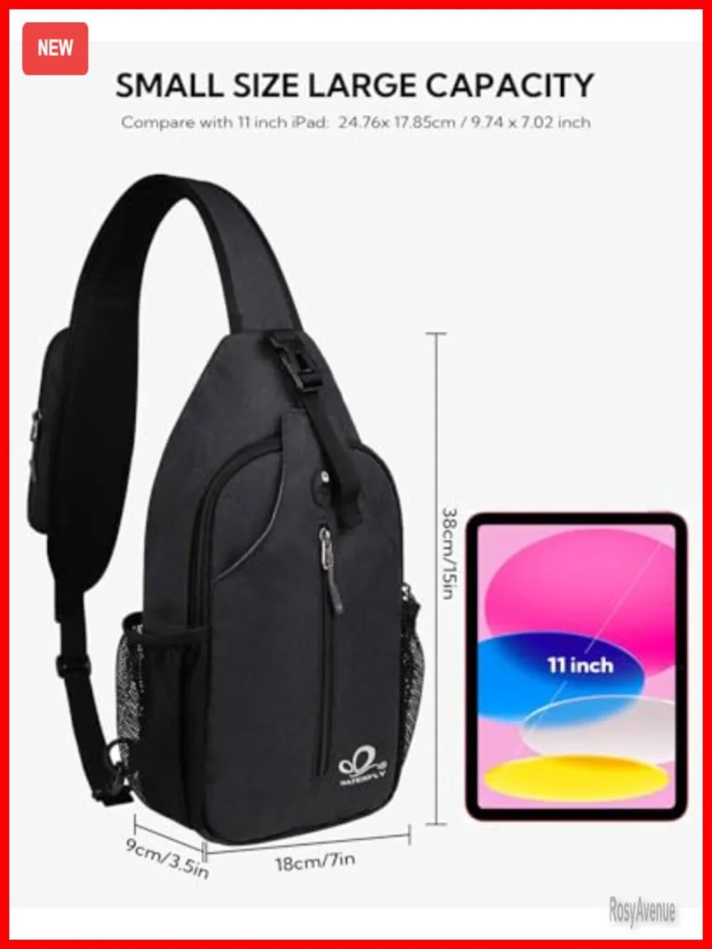 Crossbody Sling Backpack Hiking Travel Chest Bag with Adjustable Strap Water